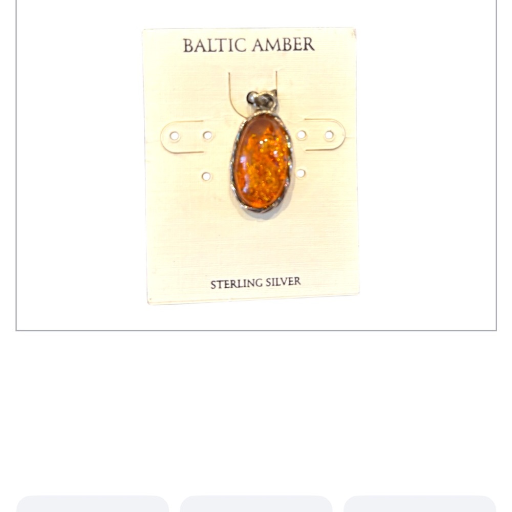 NWT Baltic Amber Sterling Silver Pendant